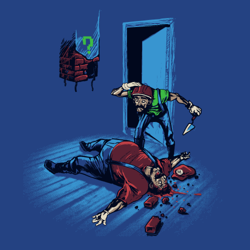 Camiseta com estampa do Mario e Luigi