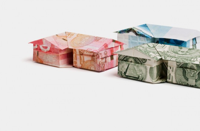 Origami em dinheiro - casas