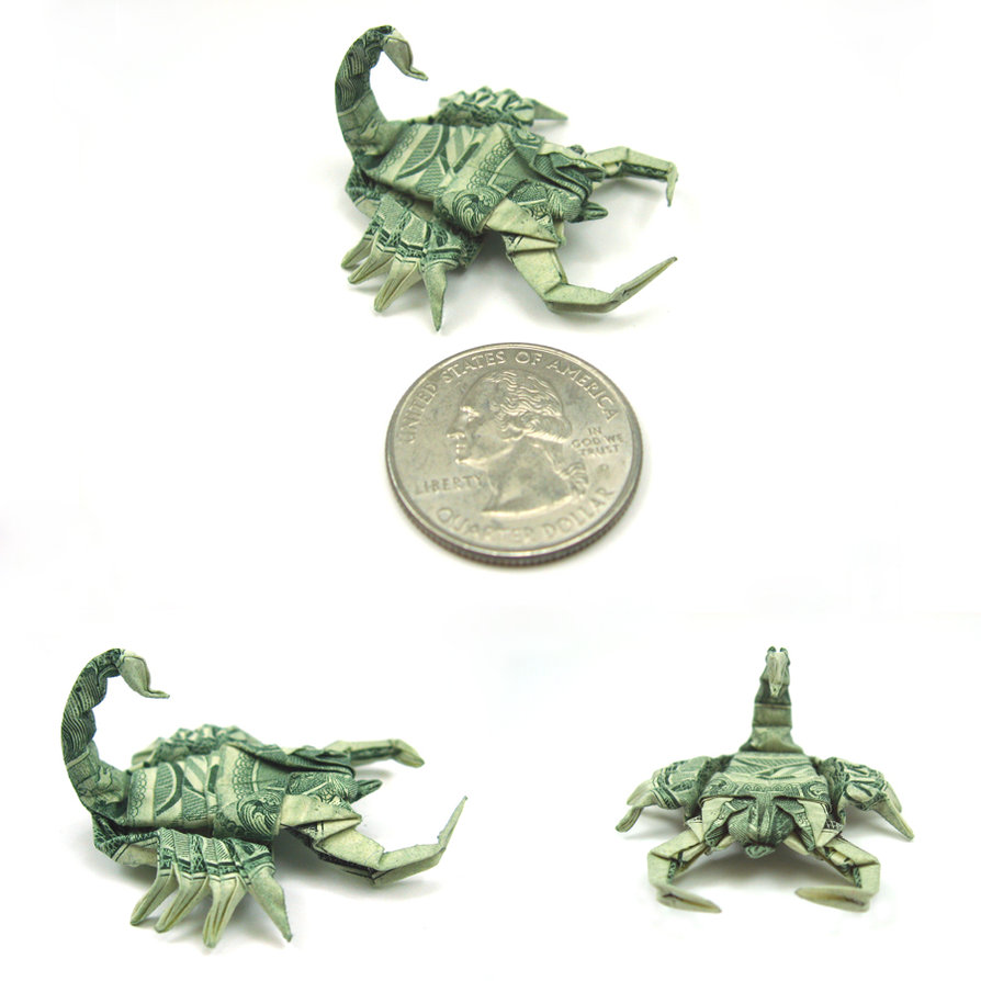 Origami em dinheiro - escorpião