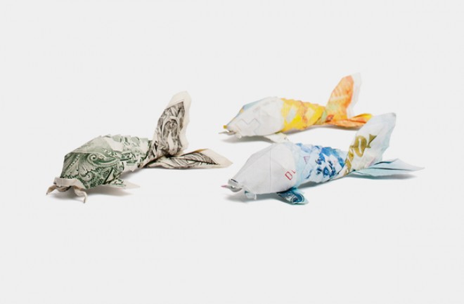 Origami em dinheiro - carpas