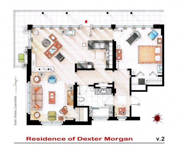 Plantas dos apartamentos de populares séries de TV 1x1.trans Apartamento de Dexter