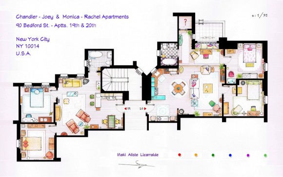 Apartamento de Joe - Chandler e Monica - Rachel - Friends 