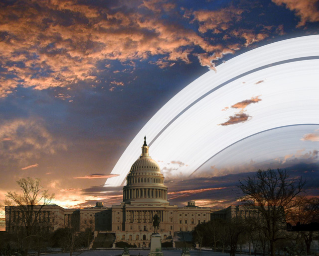 Terra com anéis de Saturno - Washington