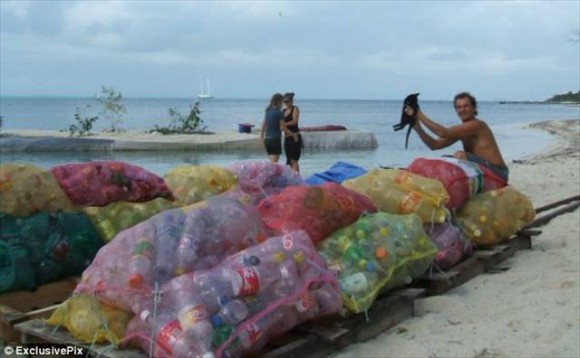 sacos de garrafa pet - como contruir sua ilha