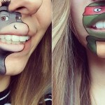 Maquiadora desenha personagens famosos ao redor de sua boca