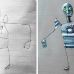 Artista transforma os desenhos do filho pequeno em incríveis ilustrações 3D