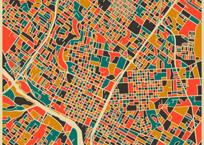 Mapas se tornam coloridas obras de arte abstratas nas mãos de artista