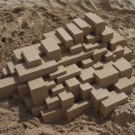 Castelinho de areia? Artista resolve inovar com formas geométricas