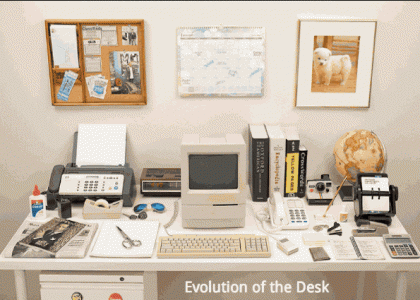 Gif mostra a evolução da mesa de trabalho