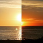 Colagens mostram como o céu muda de cor rapidamente durante o pôr do sol
