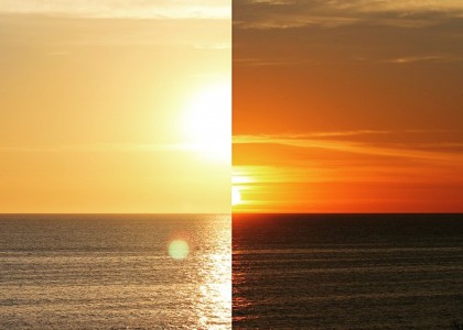 Colagens mostram como o céu muda de cor rapidamente durante o pôr do sol