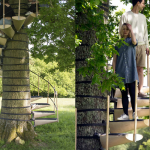 Essa escada giratória acoplável permite explorar o topo de qualquer árvore