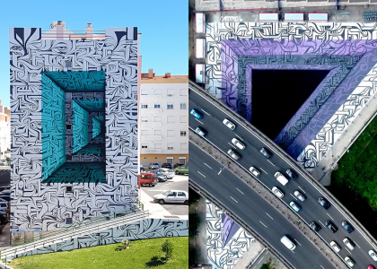 Ilusão de óptica: grafite em 3D abre imensos portais para outras dimensões